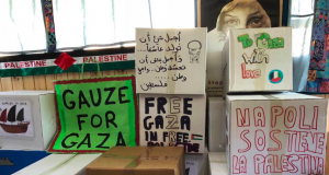 Gauze for Gaza: boxes loaded onto Freedom Flotilla vessels before departure.